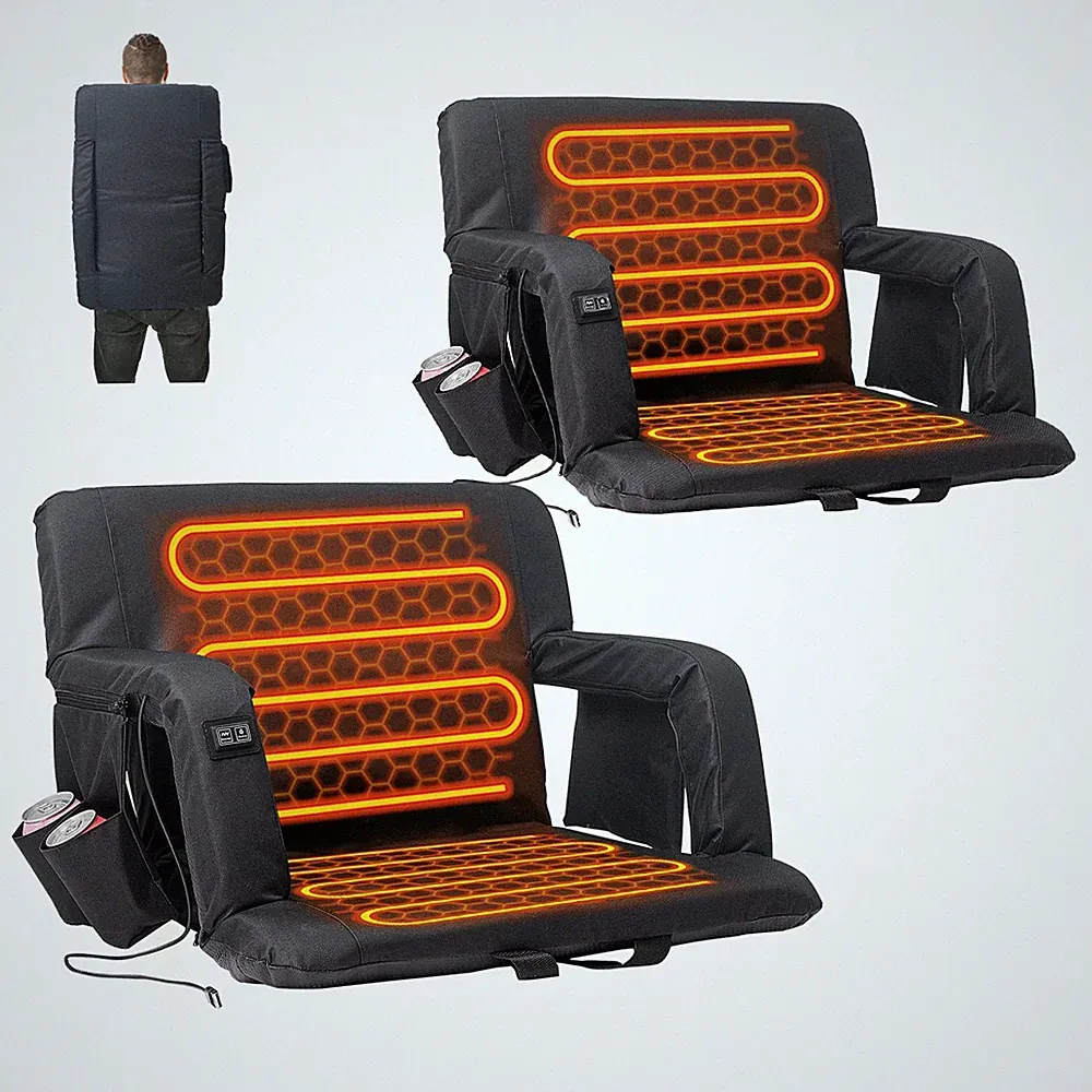 25-Inch Heated Bleacher Seats 2 Pack - Extra Wide Design with Back Support.