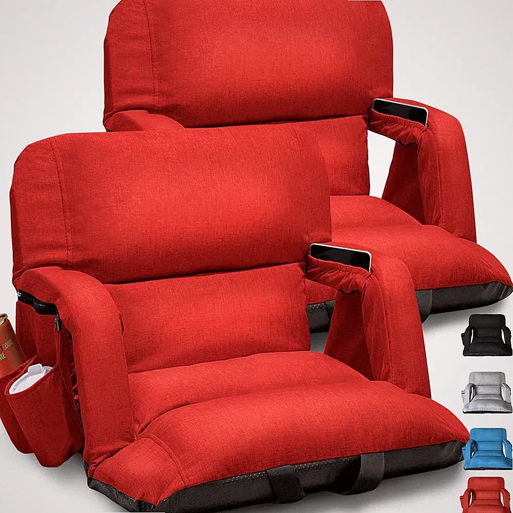 Extra Wide Bleacher Cushion Sofa Style 2 Pack Stadium Seat 6 Reclining Red 25"