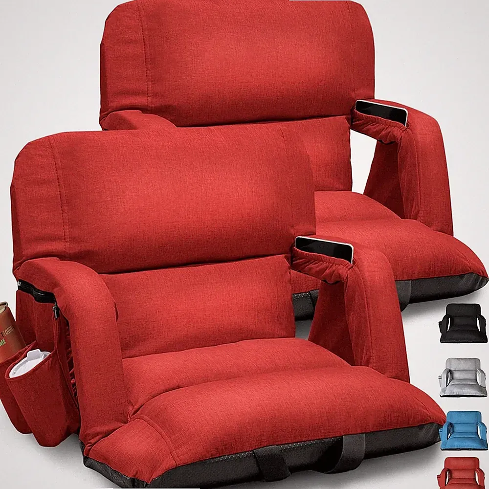 Extra Wide Bleacher Seats 2 Pack Red Stadium Cushion 6 Reclining Positions