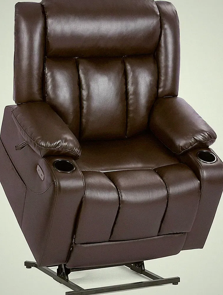Oversized Dual Motor Power Lift Recliner Chair with Massage & Heat, Dark Brown