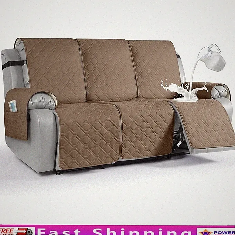 Waterproof Recliner Cover Anti Slip Durable Fabric Storage Pockets Easy Clean US